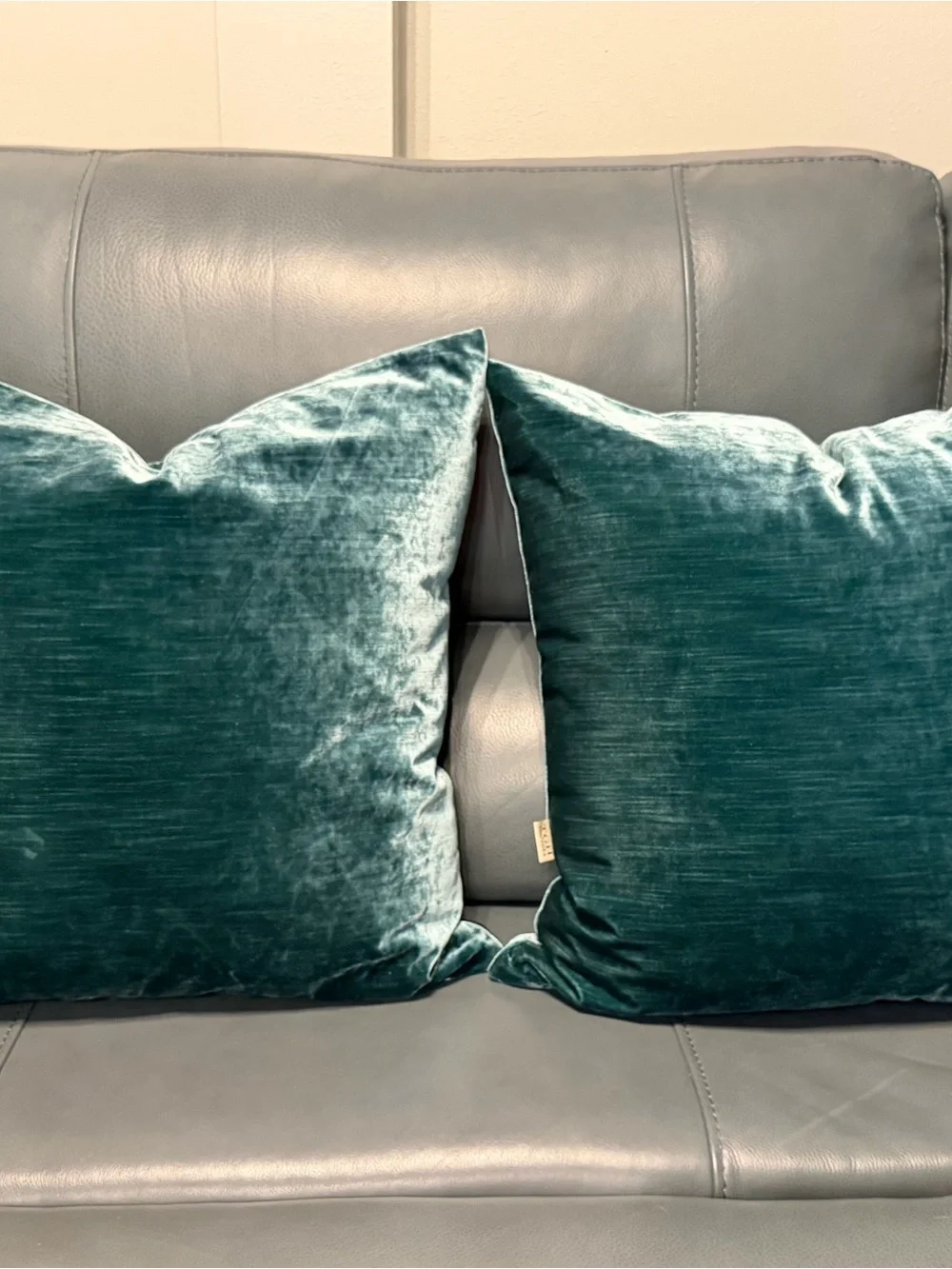 TGH Tessitura Italy Emerald Velvet Throw Pillows 24” Set of 2 Designer
